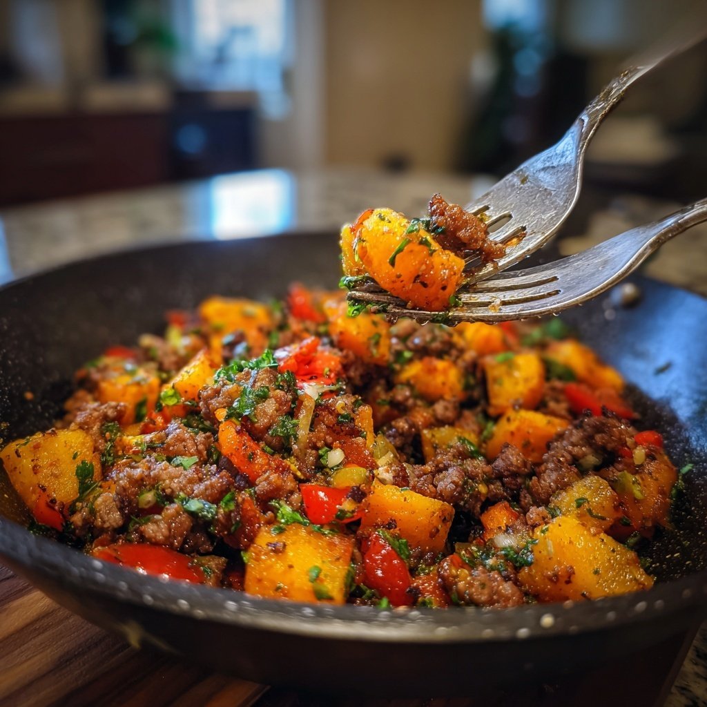 Ground Beef And Sweet Potato Hash