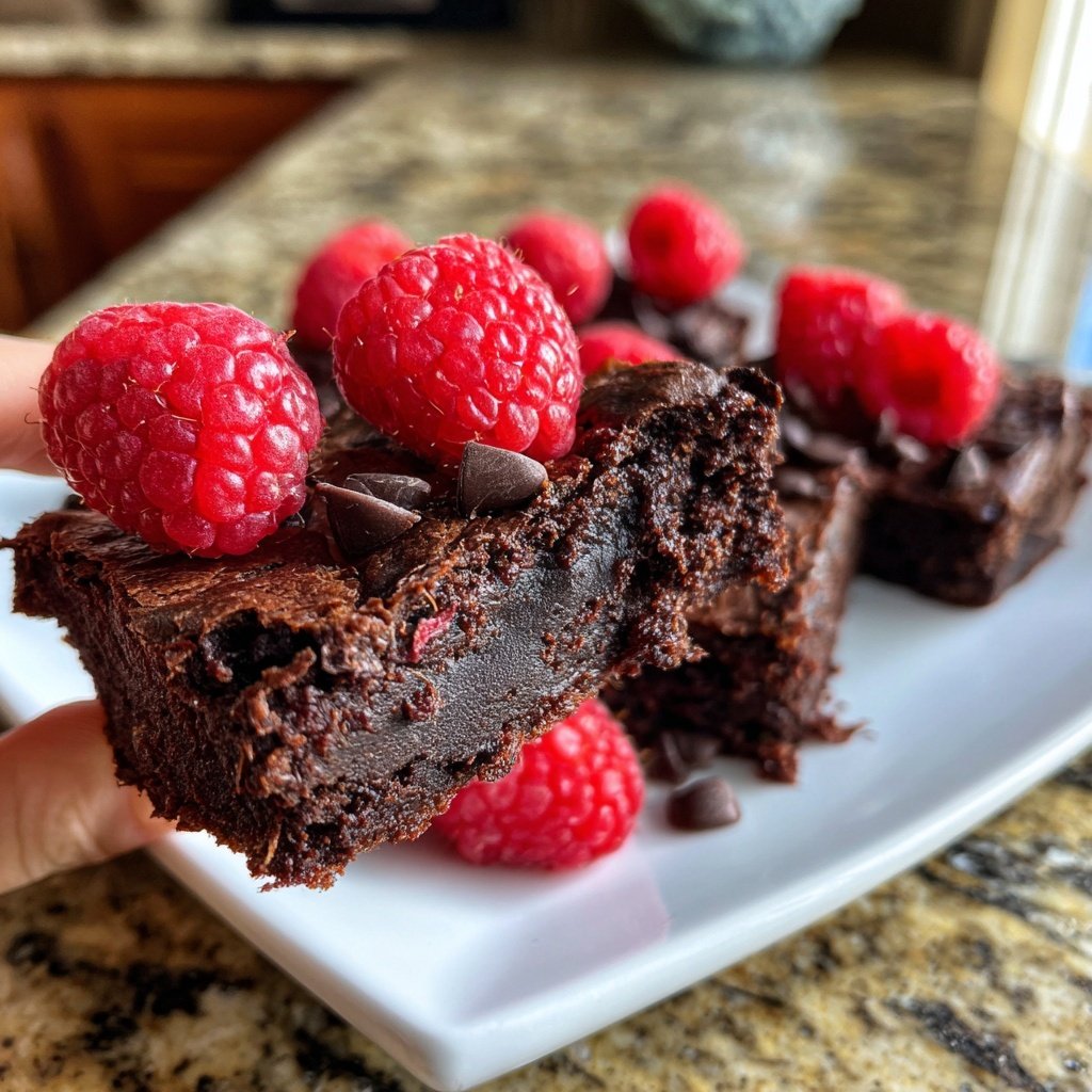 Cottage Cheese Brownies with Raspberries