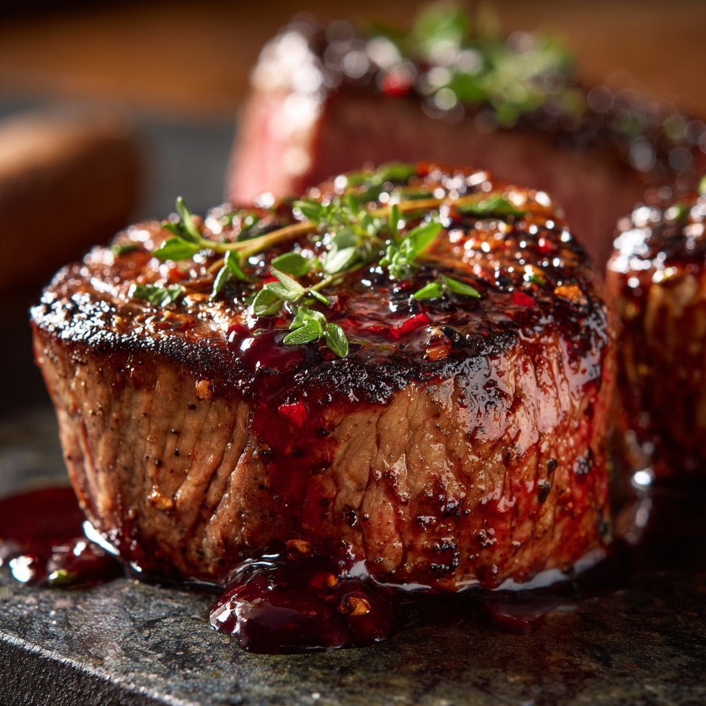 Romantic Filet Mignon with Red Wine Sauce