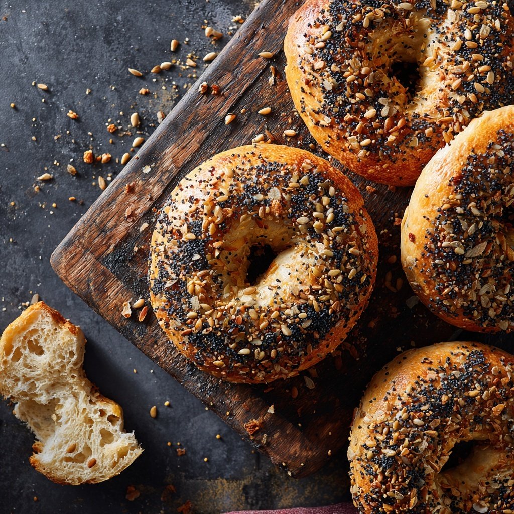 Protein Bagels With Seed Topping